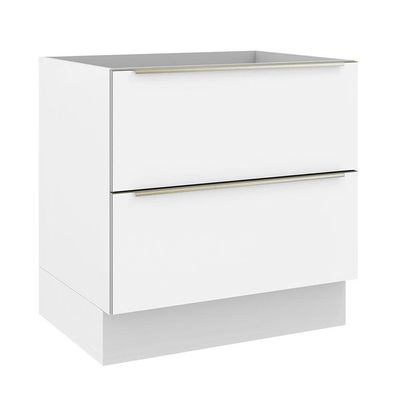 Balcão 80 Cm 2 Gavetas (sem Tampo) Branco/Branco Veludo