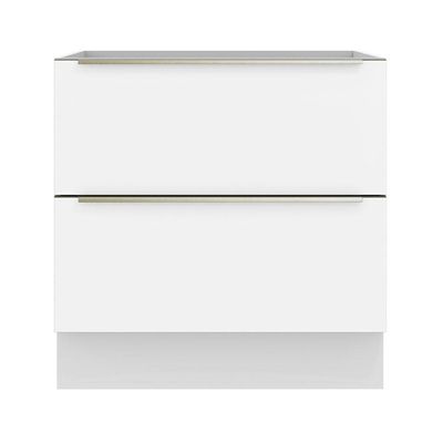 Balcão 80 Cm 2 Gavetas (sem Tampo) Branco/Branco Veludo