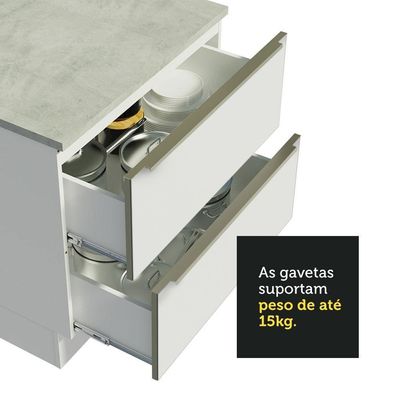 Balcão 80 Cm 2 Gavetas (sem Tampo) Branco/Branco Veludo