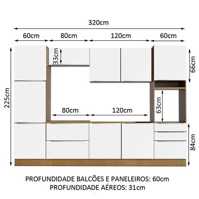 Cozinha Completa Lux Com Armário E Balcão 9 Portas 5 Gavetas