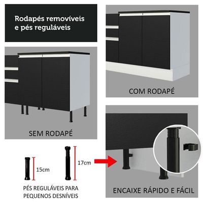 Balcão 100% Mdf 35 Cm 1 Porta Branco Preto Acordes Madesa Branco/preto