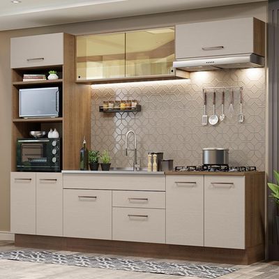 Armário De Cozinha Completa 270cm Madesa 03 Rustic/crema