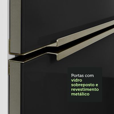 Armário De Cozinha Completa 400Cm Branco/Preto