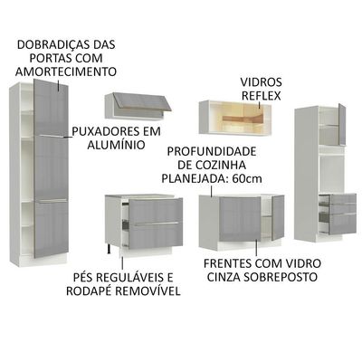 Cozinha Completa Com Armário e Balcão - Branco/cinza