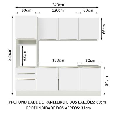 Cozinha Completa Lux Com Armário E Balcão 7 Portas 3 Gavetas