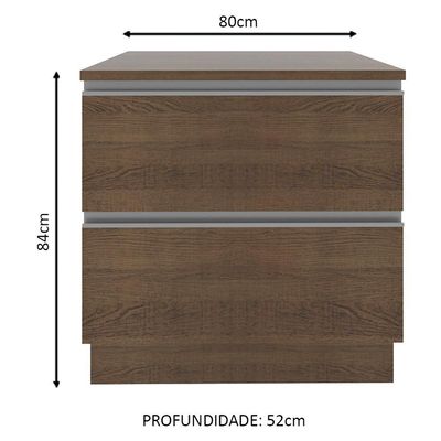 Balcão Glamy 80cm 2 Gavetas Rustic Madesa