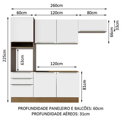 Cozinha Completa Lux Com Armário E Balcão 6 Portas 3 Gavetas