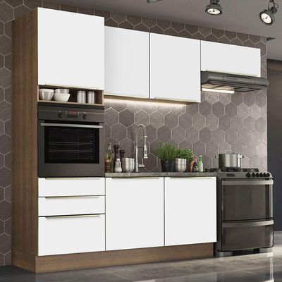 Cozinha Completa Lux Com Armário E Balcão 6 Portas 3 Gavetas