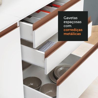 Armário De Cozinha Completa De Canto 402cm Branco 04 Branco