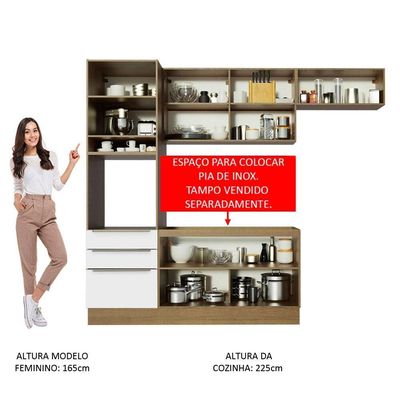 Cozinha Completa Lux Com Armário E Balcão 6 Portas 3 Gavetas