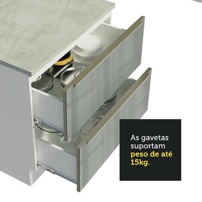 Cozinha Completa Com Armário e Balcão - Branco/cinza