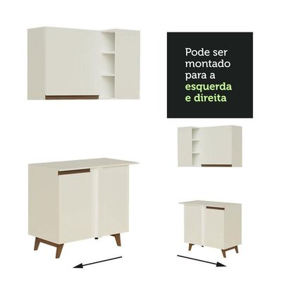 Armário De Cozinha Completa De Canto 402cm Branco 04 Branco