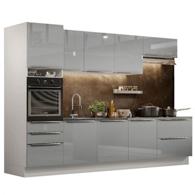 Cozinha Completa Com Armário e Balcão - Branco/cinza