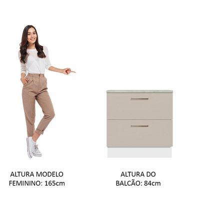 Balcão 80 Cm 2 Gavetas Agata Madesa Branco/crema