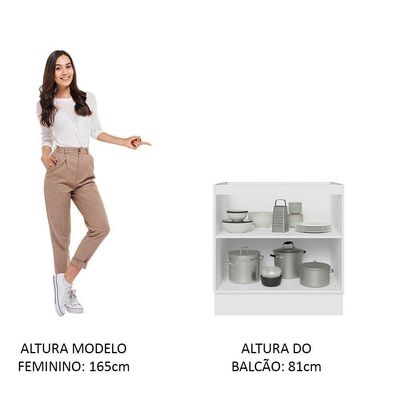 Balcão 80 Cm 2 Portas (sem Tampo) Branco/Branco Veludo