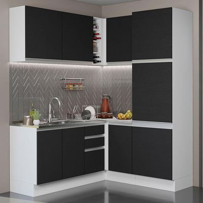 Cozinha Completa 329001 Com Armário E Balcão Branco/Preto