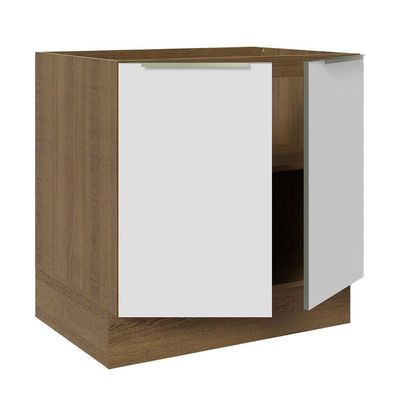Balcão 80 Cm 2 Portas (sem Tampo) Rustic/Branco Veludo