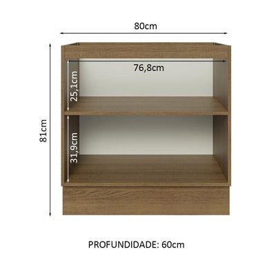 Balcão 80 Cm 2 Portas (sem Tampo) Rustic/Branco Veludo