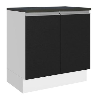Balcão 100% Mdf 80 Cm 2 Portas Branco/preto