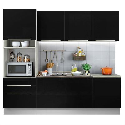 Cozinha Completa Com Armário e Balcão 7 Portas 3 Gavetas