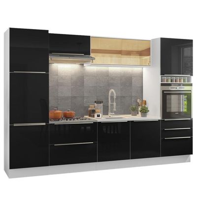 Cozinha Completa Com Armário e Balcão - Branco/preto