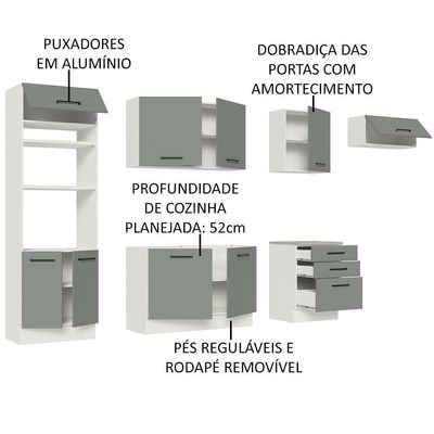 Cozinha Completa 330001 Com Armário E Balcão Branco/Cinza