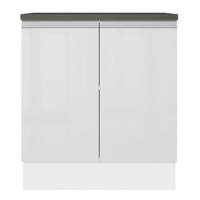 Balcão 100% Mdf 70 Cm 2 Portas Frentes Branco Brilho Acordes Madesa Branco