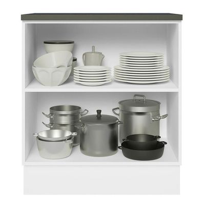 Balcão 100% Mdf 70 Cm 2 Portas Frentes Branco Brilho Acordes Madesa Branco