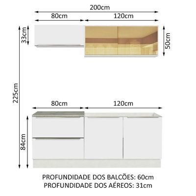 Cozinha Completa Lux Com Armário E Balcão 5 Portas 2 Gavetas