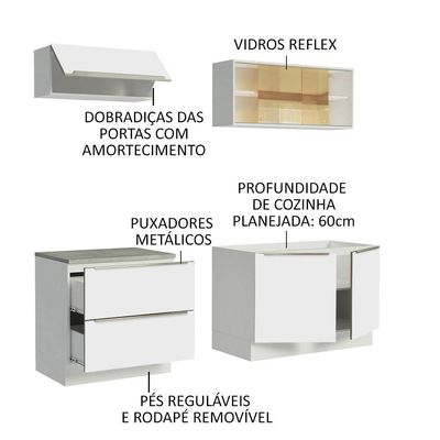 Cozinha Completa Lux Com Armário E Balcão 5 Portas 2 Gavetas