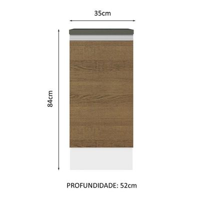 Balcão 100% Mdf 35 Cm 1 Porta Branco Rustic Acordes Madesa Branco/rustic