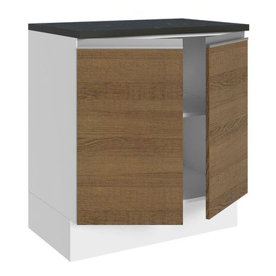 Balcão 100% Mdf 70 Cm 2 Portas Branco/rustic Acordes Madesa Branco/rustic