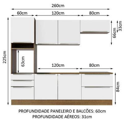 Cozinha Completa Lux Com Armário E Balcão 6 Portas 5 Gavetas