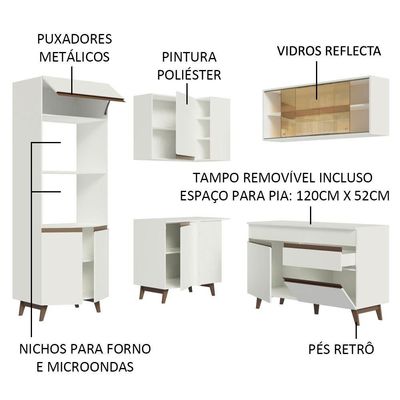 Cozinha Completa De Canto Madesa Reims 332001 Branco