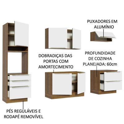 Cozinha Completa Lux Com Armário E Balcão 6 Portas 5 Gavetas