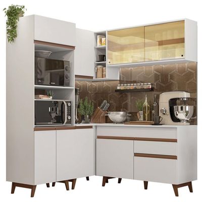 Cozinha Completa De Canto Madesa Reims 332001 Branco