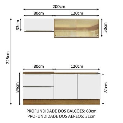 Cozinha Completa Lux Com Armário E Balcão 5 Portas 2 Gavetas