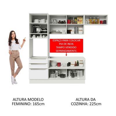 Cozinha Completa Lux Com Armário E Balcão 6 Portas 3 Gavetas