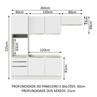 Cozinha Completa Lux Com Armário E Balcão 6 Portas 3 Gavetas