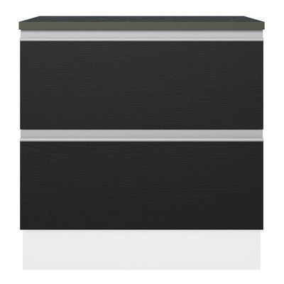 Balcão 100% Mdf 80cm 2 Gavetas Branco/preto