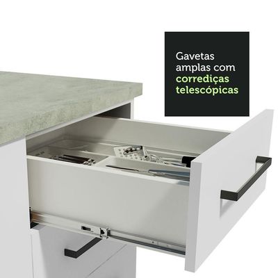 Balcão 80 Cm 2 Gavetas Branco Agata Madesa Branco