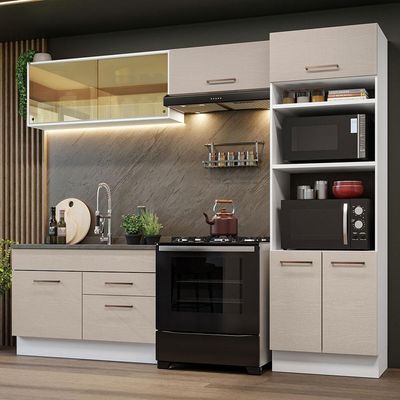 Armário De Cozinha Completa 270cm Branco/crema Agata Madesa 05 Branco/crema