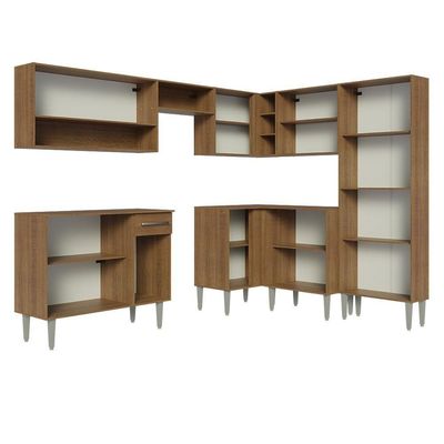 Armário De Cozinha Completa De Canto 417Cm Madesa 02 /Preto