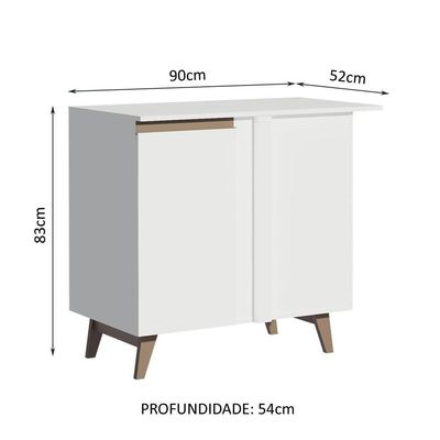 Balcão de Canto Reims 1 Porta Branco Madesa