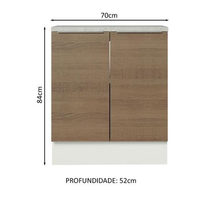 Balcão de Cozinha Stella 70cm 2 Portas Branco Rustic