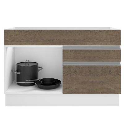 Balcão de Pia Glamy 1 Porta 2 Gavetas Branco e Rustic Madesa