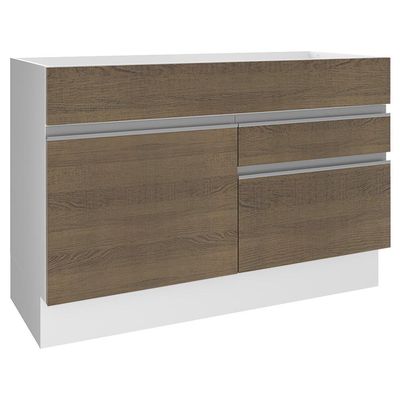 Balcão de Pia Glamy 1 Porta 2 Gavetas Branco e Rustic Madesa