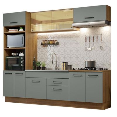 Cozinha Completa 270003 Com Armário E Balcão Rustic/Cinza