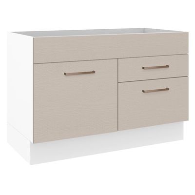 Balcão Gabinete De Pia 1 Porta E 2 Gavetas Branco/crema Agata Madesa Branco/crema