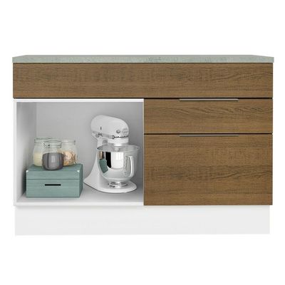 Balcão Gabinete De Pia 120cm 1 Portas 2 Gavetas Com Tampo Branco/rustic Stella Madesa